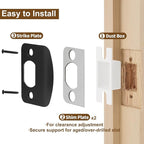 MOSECYOU Standard Door Strike Plate with Shim, Door Lock Latch Restorer Spacer, Universal Residential Security Striker, Fix Door Won’t Latch Close (Black)
