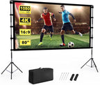 Projector Screen Outdoor, Vamvo Projector Screen with Stand Portable 80" Foldable ProjectorScreen, 10 Feet Indoor Movie-Screen with Carrying Bag for Home Theater Backyard Movie Night