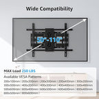 MOUNTUP Heavy Duty Full Motion TV Wall Mount for 50-110 inch Large TVs, Holds 250 lbs, 1.65" Slim TV Bracket with Extension, Swivel & Tilt, Preassembled, Max VESA 800x600mm, Fits 12-24" Studs, MU0096