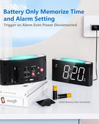 Mesqool Digital Alarm Clock for Bedroom, 7.5" Big Display, 7-Color Night Light,USB & Type C Charger, Dimmer,12/24 H,Plug-in Easy to Set Alarm Clock for Teens, Kids, Heavy Sleepers