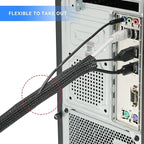 AGPTEK Cable Sleeve Cover, 10ft - 4/5 inch Desk Cord Organizer Cable Hider, Home Office Wire Management Computer TV Wire Loom Tubing, Pet Proof Cord Protector, from Cat Dog Chewing, Black