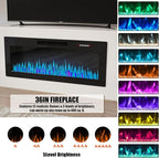 VITESSE TV Stand with 36" inch Electric Fireplace Up to 90" TVs, LED Light Entertainment Center, 80" Modern Wood High Gloss Fireplace with Highlight Storage Cabinet for Living Room (White)
