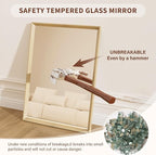 Oak Wood Effect Framed Wall Mirror, 22x30 Rectangle Mirror, Anti-desilvering Tempered Glass, Sustainable& Sturdy Frame, Anti-Rust, HD Reflection &3min Fast Setup for Bathroom Living Room