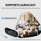 Avantree Voyager – OLED Display & Latest Auracast Bluetooth 5.4 Adapter for Airplane, Qualcomm Chip & aptX Adaptive, Wireless Audio Transmitter for Headphones, AirPods, Travel & Flight