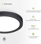 ASD LED 7" Round Flush Mount Ceiling Light Fixture, Low Profile Surface Lighting | 5CCT, Dimmable, Ultra-Thin, ETL Listed | 15W 1260LM 2700-6000K 120V | Kitchen, Bedroom, Hallway Lamp | Black, 12 Pack