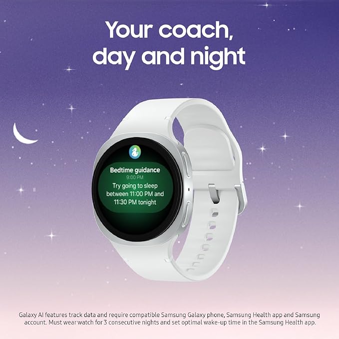 Samsung Galaxy Watch 8 (2025) 44mm Bluetooth Smartwatch, Cushion Design, Fitness Tracker, Sleep Coaching, Running Coach, Energy Score, Heart Rate Tracking, Silver [US Version, 2 Yr Warranty]