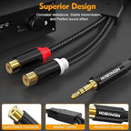 HOSONGIN RCA Female to 3.5mm Male Audio Cable (12 inch) 2 Pack, Gold-Plated Aux to 2RCA Female Adapter – Hi-Fi Stereo Y Splitter for iPhone, TV, Amp, Car, DJ Gear – Nylon Braided, Oxygen-Free Copper