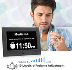 Irednolw Black Clock with Day and Date for Elderly Dementia Patients-Large Number Digital Clocks for Seniors-Digital Calendar Day Clock for Seniors Large with 12 Alarms, Auto Dimming