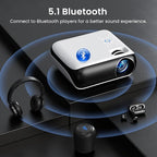 HAPPRUN Native 1080P Bluetooth Mini Projector, Full HD Portable Outdoor Movie Projector with Built-in Speaker, Compatible with Smartphone, HDMI, USB, AV, Fire Stick, PS5 for Home, Bedroom, Outdoor Use