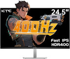 KTC 24.5 Inch 400Hz Gaming Monitor, FHD 1080P 240Hz Computer Monitor, Fast IPS, FreeSync/G-Sync Compatible, HDR400, DisplayPort x2 HDMI x2, VESA, Tilt Adjustable,H25X7