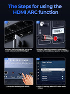 192KHz HDMI ARC Audio Extractor with Optical Cable ARC Converter HDMI ARC to Optical TOSLINK SPDIF Coaxial, RCA+3.5mm Jack L/R Stereo, Audio Splitter for HDTV to Soundbar Amplifier Speakers headphones