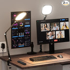 2 Packs Video Conference Light for Computer, 15W LitONES Desk Light for Zoom Calls Meeting with C-Clamp & Metal Swing Arm, Podcast Lighting Kit with Remote, Memory & Timing CRI＞95