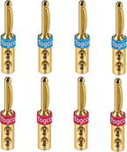 4mm Speaker Banana Plugs (4 Pairs, 8 Pcs),24K Gold Plated Banana Speaker Wire Banana Plugs Connectors for Speaker Wire, Wall Plate, Home Theater, Audio/Video Receiver, Amplifiers and Sound Systems