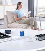 (2-Pack) 60W USB C Wall Charger Block, 5-Port C Charger Fast Charging Block PD Power Adapter +QC 3.0 Multiport Type C Box Brick Cube USB A Wall Plug for iPhone 15/16/17 Pro Max,Samsung (Dark Blue)