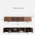 gaoyangjiaju 94.48" Mid-Century Modern TV Stand, Walnut Media Console with 4 Storage Cabinets, Entertainment Center for TVs up to 100 Inches, Ideal for Living Room or Bedroom