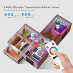 BTF-LIGHTING RB4 2.4G Wireless Touch RF Remote for FCOB SMD Chasing RGBCCT LED Strip Light 4 Zone Control Match with SP530E SP630E SP635E SP63AE SP63CE Controller