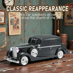 WS-1934 Retro Classic Car Bluetooth Replica Speaker – Wireless HD Sound with FM Radio,TWS Stereo,LED Party Lights,Built-in Microphone Hands-Free Call, Surprise Portable Gift for Party Use(Black)
