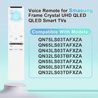 Voice Remote for Samsung Smart TV Remote Control Replacement, Universal for Samsung Remote Control (BN59-01330H / RMCSPR1AP1) for Frame Crystal UHD QLED QLED QN Smart TVs
