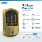 Schlage BE489WB-GRW Encode WiFi Enabled Electronic Keypad Deadbolt with Greenwich Trim - Satin Brass