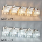 FDPBY Modern Bathroom Vanity Light 5-Lights Brushed Nickel Vanity Light Crystal Wall Light Bathroom Light Fixtures