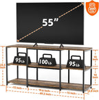 Aquzee 55 inch TV Stand, Entertainment Center for 32" 40" 43" 50" TV, Wood and Metal Television Console Table, Single Shelf Load 200lbs, Rustic Television Stands for Living Room Bedroom Gaming Room