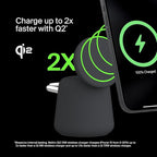 Belkin 2-in-1 Qi2 Wireless Charging Dock 15W Fast Charge iPhone Charger Compatible with iPhone 17, 16, 15, 14, and 13 Series, AirPods, and Other Qi2 Enabled Devices, Includes Power Supply - Black