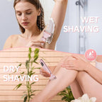 Electric Razors for Women, 4 in 1 Bikini Trimmer for Women, Wet & Dry Use Body Shaver, Nose Hair Face Eyebrow Arms Legs Armpit Underarm Pubic Area, Replaceable Lady Facial Razor Painless USB Charge