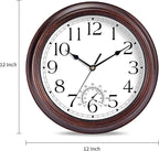 KECYET 12 Inch Outdoor Wall Clock with Thermometers, Vintage Silent Wall Clocks Battery Operated, Retro Non-Ticking Clock Decorative for Living Room, Patio, Kitchen, Office, Bathroom, Bedroom(Bronze)