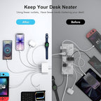 USB C Fast Charger, 100W GaN 6 Port Type USB C Charging Station Hub Block Cube, USB C Wall Charger Power Strip Adapter Plug for iPad iPhone 17 16 15 14 13 12 Pro Max Pixel Note Galaxy, 5ft Cord