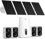 Hiseeu Solar Security Cameras Wireless Outdoor, 4 Cam-Kit, No Subscription, Expandable to 10CH, Wireless Home Security Camera System with 2K Color Night Vision, PIR/AI Detection, IP66, 2.4G & 5G WiFi