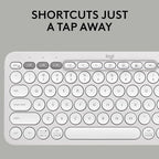 Logitech Pebble Keys 2 K380s, Multi-Device Bluetooth Wireless Keyboard with Customizable Shortcuts, Slim and Portable, Easy-Switch for Windows, macOS, iPadOS, Android, Chrome OS - Tonal White