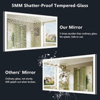 YEELAIT 66x36 Inch LED Bathroom Mirror with Lights (Front Lit and Backlit) Black Framed Lighted Vanity Mirror for Bathroom Wall Dimmable Anti-Fog Memory Tempered Glass Horizontal/Vertical