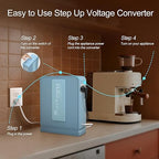 BESTRANS 3000W Step Up Transformer 110v to 220v Converter, Heavy Duty Voltage Converter 110v-120v to 220v-240v with Dual Outlets, Overload Protection & Ultra-Quiet for Home Appliances, Light Blue