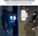 Door Alarms for Kids Safety, 2 Pack 130dB Window Sensor Pool Alarms When Opened for Home Security, 2-in-1 Alarm & Chime, 5-Level Volume Control, Door Chimes When Door Opens with Remote
