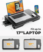 SAIJI Laptop Lap Desk, Portable Laptop Desk for Bed - Fits Up to 17" Laptops & MacBook,Lightweight Lap Tray Table with Storage Drawer, Lap Desk with Cushion, Lap Stand for Bed & Couch