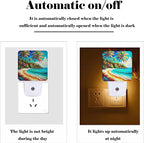 FSHVQKD Seaside Town Night Light,Plug Into Wall Decor for Stairway,Hallway,Kitchen,Dusk to Dawn Sensor Nightlights for Boys/Girls/Women/Men Room Gifts