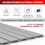 DLDIRECT 3 Colors - White Slatwall Panel Garage Organizer: Heavy Duty Wall Mounted PVC Rack, Interlocking Slat Paneling for Garage Storage, Slotwall Board, Shelves System