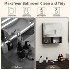Wall Mounted Storage Cabinet with Mirror & Adjustable Shelves- Bathroom Medicine Cabinet with Towel Bar for Bathroom, Laundary, Enterway,Bedroom