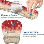 Ergonomic Mouse Pad Wrist Support and Keyboard Wrist Rest Set with Coasters, Non-Slip PU Base, Easy Typing & Pain Relief, Perfect for Home Office Working Studying, Red Glitter Quote Live Laugh Love