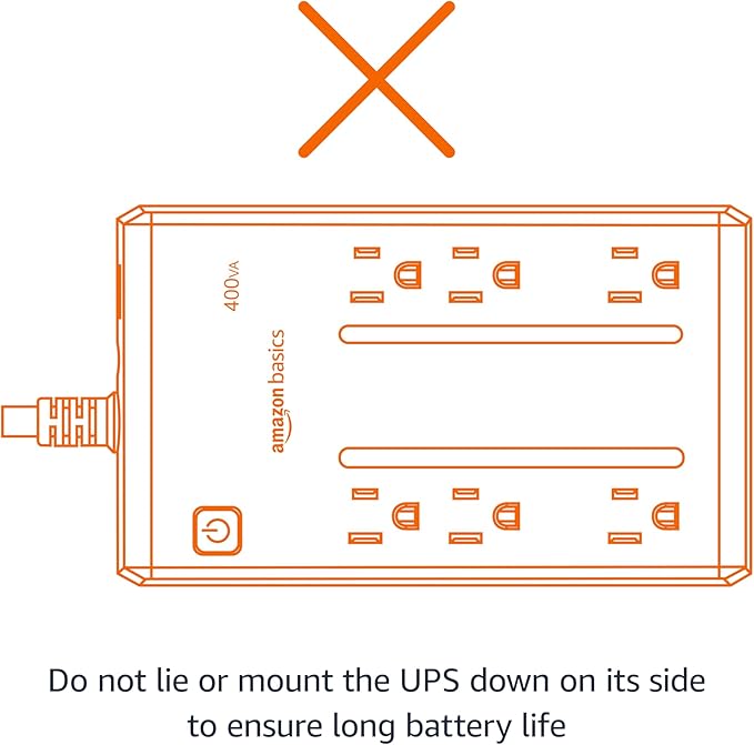 Amazon Basics UPS Battery Backup & Surge Protector 400VA/255W, 6 Outlets, Standby Uninterruptible Power Supply, for Power Outage Protection, Compact, Black