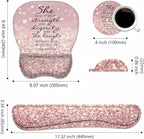 ERWYTYIOI Ergonomic Mouse Pad Wrist Support and Keyboard Wrist Rest Set with Coasters, Non-Slip PU Base, Easy Typing & Pain Relief for Computer Laptop Home Office, Bible Verses Proverbs 31:25