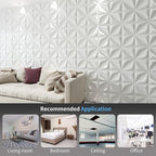 Art3d 19.7" x 19.7" (Pack Of 12) 3D Wall Panels Lucky Leaves PVC Wall Panel for Inter Decoration, Living Room, TV Background, Office, White