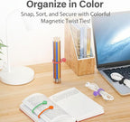 30-Pack Magnetic Cable Ties – Snap-On Silicone Magnetic Cord Ties with Strong Magnets – Reusable Magnetic Ties for Cords, Wire Organizer, Charging Cord Organizer – Assorted Colors