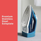 BLACK+DECKER Steam Iron for Clothes with Retractable Cord, Vertical Steaming, Anti-Drip Design, Spray Mist and Auto Clean Button, 1200W