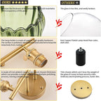 Shenmoyl Bathroom Light Fixtures, 2-Light Brass Vanity Wall Light Over Mirror with Green Tulip Glass Shade for Bedroom Living Room (Bulb Not Included)