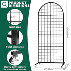 Asee'm Grid Wall Panels Display Stand 2' x 5.2' FT Black Movable Wire Grid Wall Display Rack Heavy Floorstanding Detachable Girdwall Panel with T-Base for Craft Show Rack, Retail Displays 1PCS
