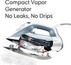 Reliable Velocity 180IR Steam Iron for Sewing, Quilting and Clothes, 1800W Compact Vapor Generator, Leak Free Continuous Steam, Variable Steam Dial, Ceramic Soleplate with Three Heat Settings
