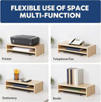 FITUEYES Monitor Stand - 2 Tier Computer Monitor Riser with 21.3 Inch Shelf, Wood Desktop Stand for Laptop Computer Screen, Desk Organization, Office Supplies