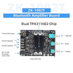 Wuzhi Audio ZK-1002T Bluetooth Amplifier Board 100W+100W Audio Amplifier Supports AUX/Bluetooth,Wide Voltage Input 12-24V
