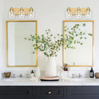 METWET Bathroom Light Fixtures, 3-Light Modern Vanity Light with Clear Glass Wine Glass-Shaped Shade, Vanity Lighting Fixtures Over Mirror, Brushed Gold, VL155-BG-3